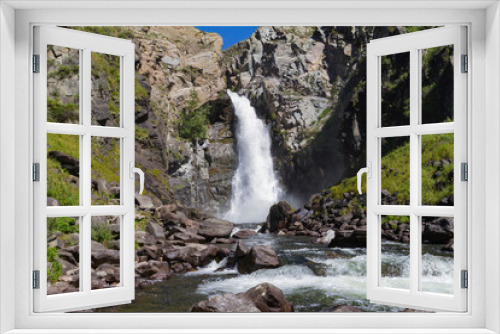 Fototapeta Naklejka Na Ścianę Okno 3D - Waterfall in Altay mountains. Beautiful nature landscape. Popular touristic destination.