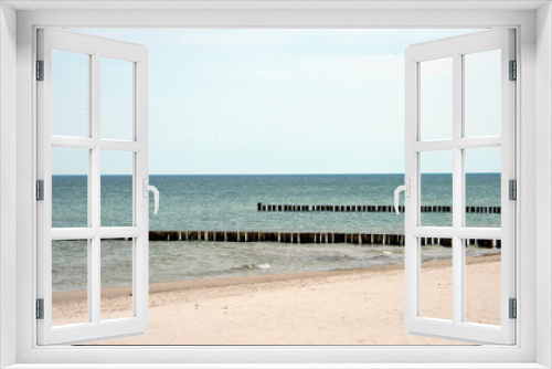 Fototapeta Naklejka Na Ścianę Okno 3D - wooden groynes at fischland-darß-zingst peninsula, baltic sea, germany