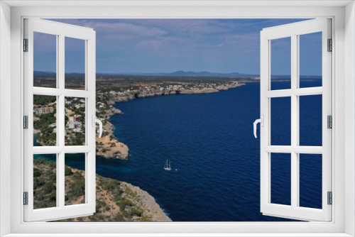 Fototapeta Naklejka Na Ścianę Okno 3D - drone, aerial, photography, yatch, luxury, port, sailboat, Mallorca, Island