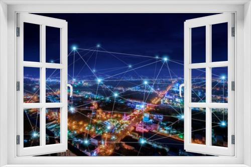 Fototapeta Naklejka Na Ścianę Okno 3D - smart city and communication network