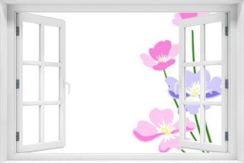 Fototapeta Naklejka Na Ścianę Okno 3D - Hand draw of pink and purple flower at the right side of white background.