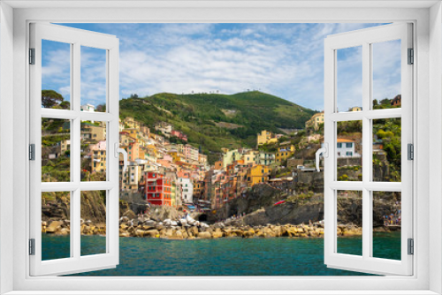 Fototapeta Naklejka Na Ścianę Okno 3D - Panorama Manarola, Cinque Terre parco nazionale, Liguria, Italia