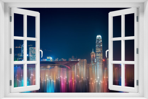 Fototapeta Naklejka Na Ścianę Okno 3D - Abstract vertical motion blur city  effect for background