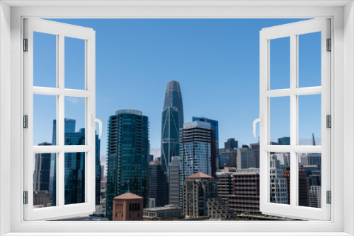 Fototapeta Naklejka Na Ścianę Okno 3D - Beautiful view of the San Francisco downtown on a clear summer day, Northern California