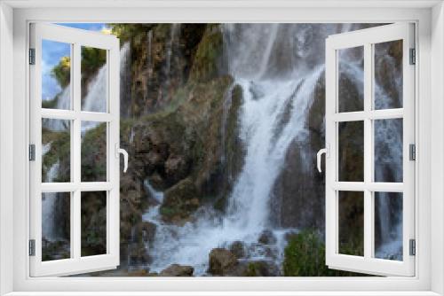 Fototapeta Naklejka Na Ścianę Okno 3D - Beautiful landscape, waterfall and mountains.