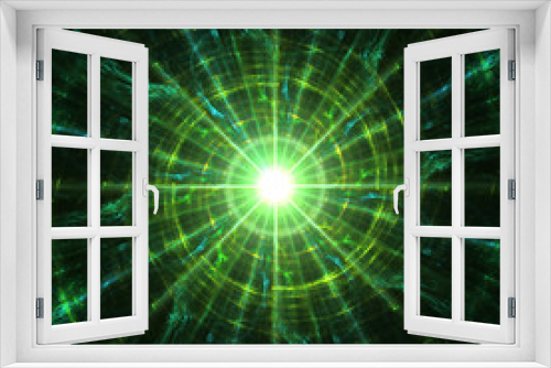 Fototapeta Naklejka Na Ścianę Okno 3D - Green spiral of quantum physics energy