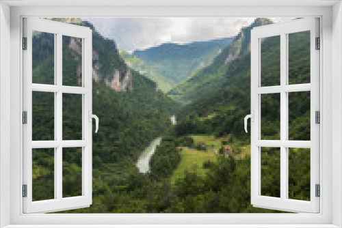 Fototapeta Naklejka Na Ścianę Okno 3D - vertical view of The amazing landscape of the Tara canyon and Tara River in northern Montenegro, Zabljak