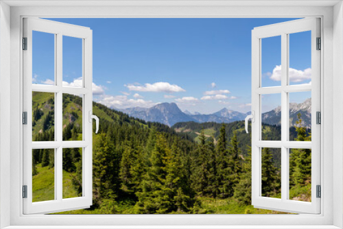 Fototapeta Naklejka Na Ścianę Okno 3D - Panoramic view eisenerzer ramsau in the  Ennstaler Alps with surrounding summits  Kragelschinken, Hochkogel and Kaiderschild, Styria, Austria