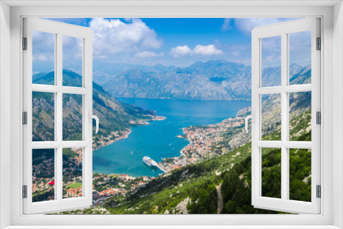 Fototapeta Naklejka Na Ścianę Okno 3D - Spectacular Kotor bay adriatic sea panorama in Lovcen national park, Montenegro