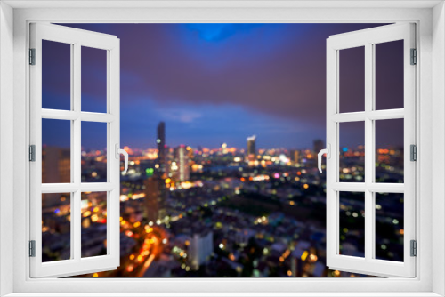 Fototapeta Naklejka Na Ścianę Okno 3D - night cityscape light bokeh background