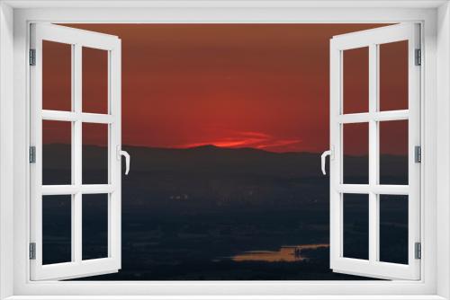 Fototapeta Naklejka Na Ścianę Okno 3D - Color summer sunset view from Javorovy hill over Trinec town