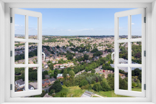 Fototapeta Naklejka Na Ścianę Okno 3D - Aerial photo of the British West Yorkshire town of Bradford, showing a typical housing estate in the heart of the city, taken with a drone on a bright sunny day