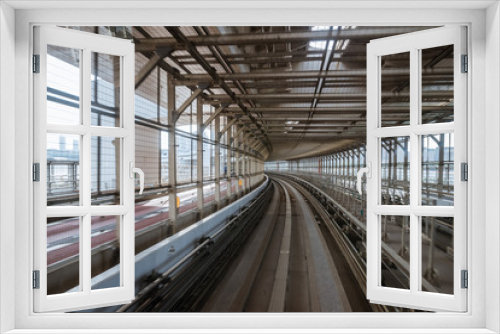 Fototapeta Naklejka Na Ścianę Okno 3D - tunnel of monorail road view from front window of a moving train running