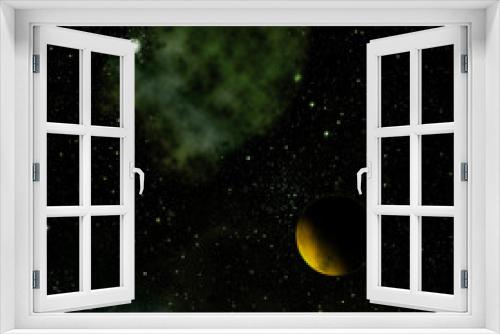 Fototapeta Naklejka Na Ścianę Okno 3D - Planet in a space against stars. 3D rendering.