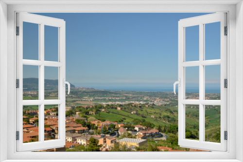 panoramic view of Recanati City in Italy with the sea