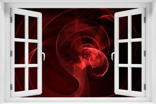 Fototapeta Naklejka Na Ścianę Okno 3D - Thick red smoke on a black background. Imitation an abstract wave on dark background. Network Design with Particle. Big data. Large data background .3d rendering.
