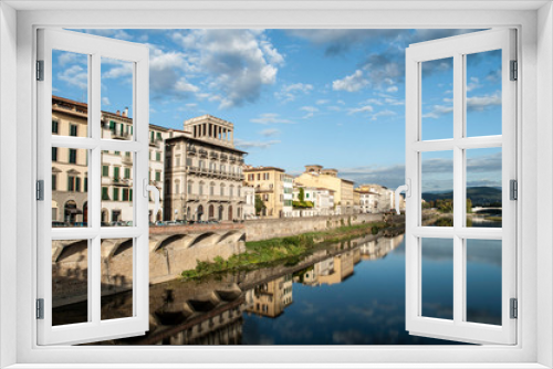 Fototapeta Naklejka Na Ścianę Okno 3D - View of Italy river Tuscany italian architecture