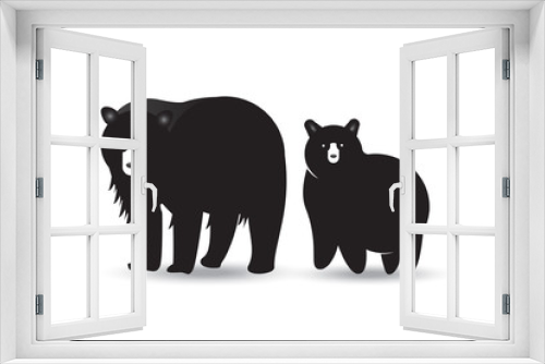 Fototapeta Naklejka Na Ścianę Okno 3D - Bear. Mom and baby silhouettes icon 