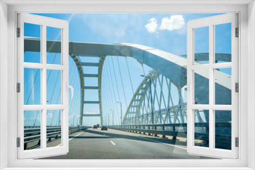 Fototapeta Naklejka Na Ścianę Okno 3D - View of new Crimean bridge from the car