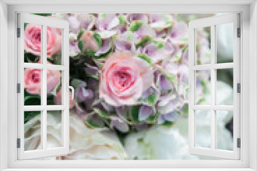 Fototapeta Naklejka Na Ścianę Okno 3D - purple and pink organic wedding bouquet 