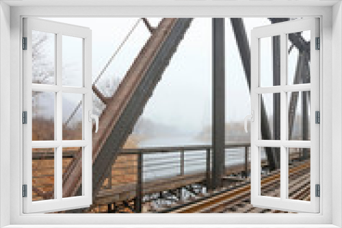 Fototapeta Naklejka Na Ścianę Okno 3D - Railway bridge steel frame