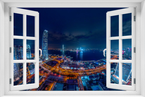 Fototapeta Naklejka Na Ścianę Okno 3D - Panorama aerial view of Hong Kong Nightscape in Central