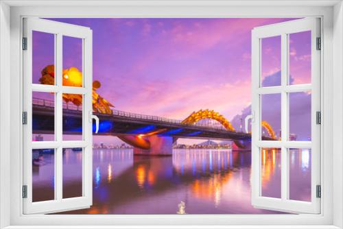 Fototapeta Naklejka Na Ścianę Okno 3D - Dragon Bridge in Da Nang, vietnam at night