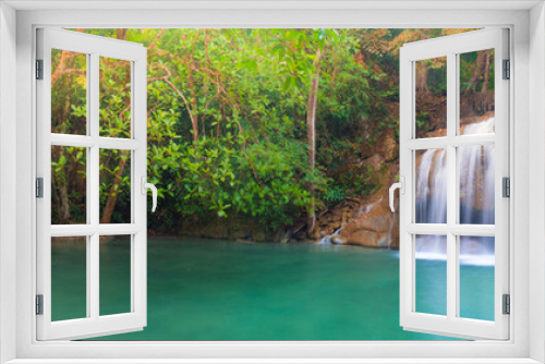 Fototapeta Naklejka Na Ścianę Okno 3D - Beautiful waterfall at Erawan national park, Thailand
