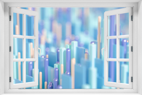 Fototapeta Naklejka Na Ścianę Okno 3D - Techno high-tech background, geometry, cube, abstraction. 3d illustration, 3d rendering.