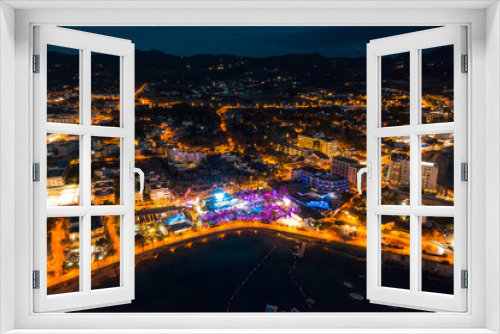 Fototapeta Naklejka Na Ścianę Okno 3D - Beautiful aerial view on coast of the night city
