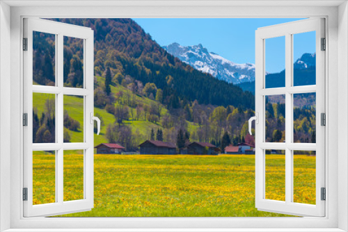 Fototapeta Naklejka Na Ścianę Okno 3D - Panoramic view of a picturesque mountain village in Germany - Beautiful mountain landscape in the Bavarian Alps
