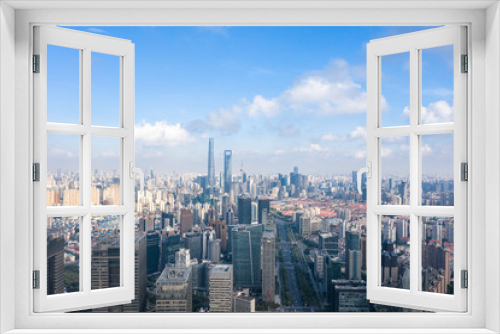 Fototapeta Naklejka Na Ścianę Okno 3D - panoramic city skyline in shanghai china