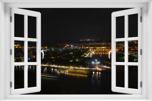 Fototapeta Naklejka Na Ścianę Okno 3D - Blick aufs Deutsche Eck Nachtaufnahme Koblenz