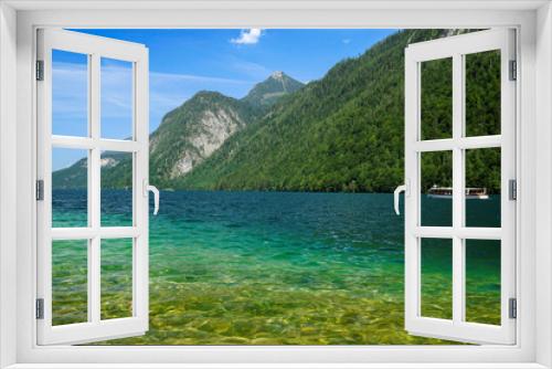 Fototapeta Naklejka Na Ścianę Okno 3D - A look at the charming Lake Konigssee, Bavarian Alps, Germany .