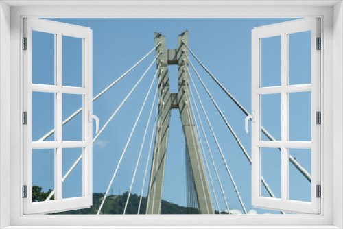 Fototapeta Naklejka Na Ścianę Okno 3D - Suspension cable-stayed bridge on the road to Krasnaya Polyana