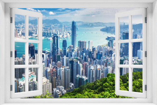 Fototapeta Naklejka Na Ścianę Okno 3D - Amazing Hong Kong city skyline from Victoria peak at sunrise, China