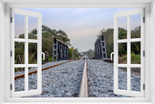 Fototapeta Naklejka Na Ścianę Okno 3D - Railway steel bridge 
