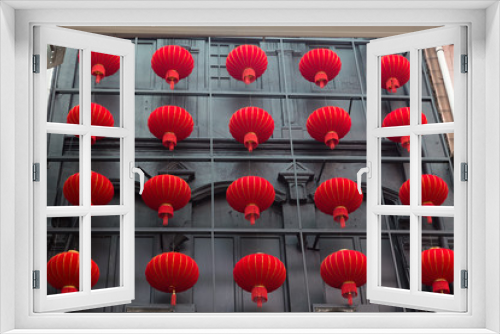 Fototapeta Naklejka Na Ścianę Okno 3D - Chinese red lanterns hanging at street for decoration during the Chinese New Year festival at Chinatown, Kuala Lumpur, Malaysia