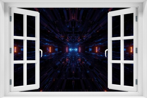 Fototapeta Naklejka Na Ścianę Okno 3D - beautiful futuristic scifi space ship tunnel background 3d illustration 3d rendering loop endless looping