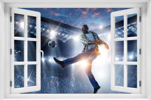 Fototapeta Naklejka Na Ścianę Okno 3D - Black man plays his best soccer match