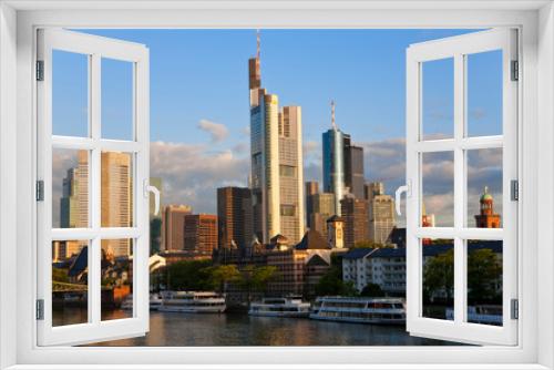 Fototapeta Naklejka Na Ścianę Okno 3D - Skyline and Main River early morning, Frankfurt, Hesse, Germany, Europe