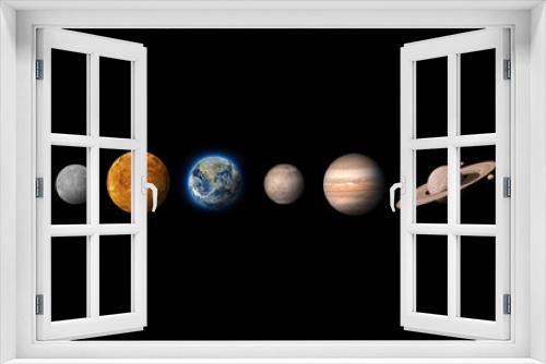 Fototapeta Naklejka Na Ścianę Okno 3D - The solar system consists of the Sun, Mercury, Venus, Earth, Mars, Jupiter, Saturn, Uranut, Neptune, Pluto.Elements of this image furnished by NASA