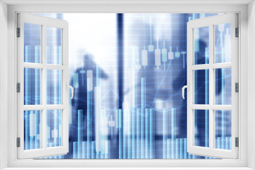 Fototapeta Naklejka Na Ścianę Okno 3D - Stock Market Graph and Bar Chart. Abstract blurred universal business background.