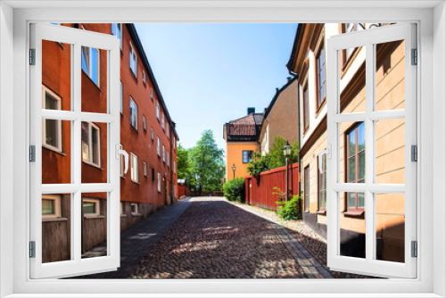 Fototapeta Naklejka Na Ścianę Okno 3D - A stone paved street in Stockholm