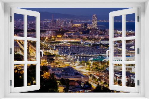 Fototapeta Naklejka Na Ścianę Okno 3D - Barcelona night view