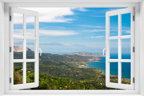 Fototapeta Naklejka Na Ścianę Okno 3D - Beautiful view of the Mirabello bay. Near to Sitia and Agios Nikolaos. Landscape with turquoise sea, mountains and green nature.