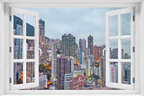 Fototapeta Naklejka Na Ścianę Okno 3D - City landscape. Residential buildings in Hong Kong