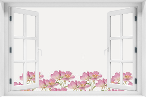 Fototapeta Naklejka Na Ścianę Okno 3D - Watercolor pink flowers on a white background