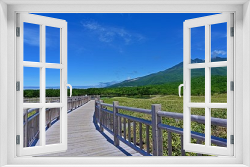 Fototapeta Naklejka Na Ścianę Okno 3D - 木製遊歩道から見た知床五湖の情景＠知床、北海道