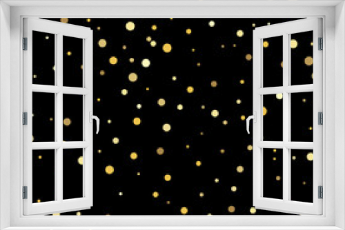 Gold flying dots confetti magic cosmic christmas vector. Abstract pattern of random falling gold dots.